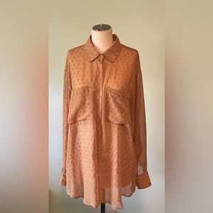 Vintage American Apparel chiffon sheer top button down rare print one size